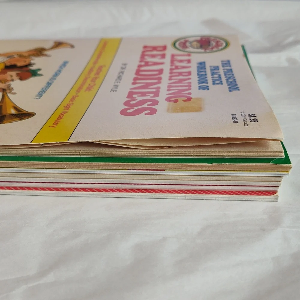 7 Vintage Pre-K Kindergarten & First Grade Educational Workbooks Coloring Books